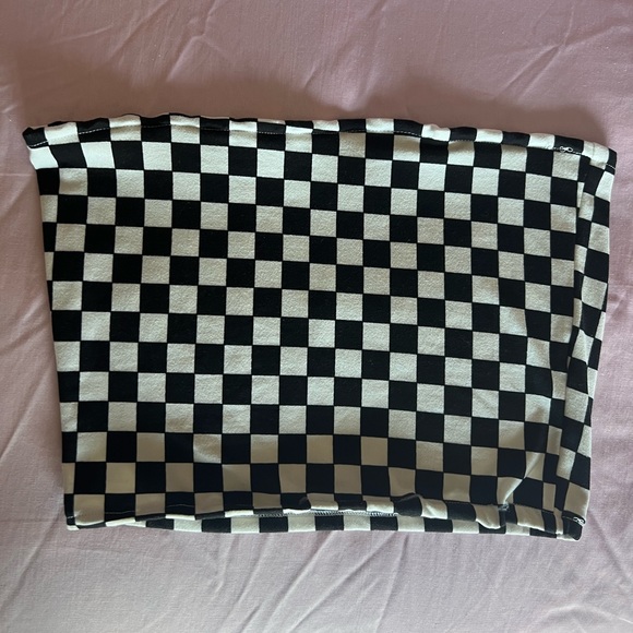 Checked Print Tube Top S - Picture 1 of 2
